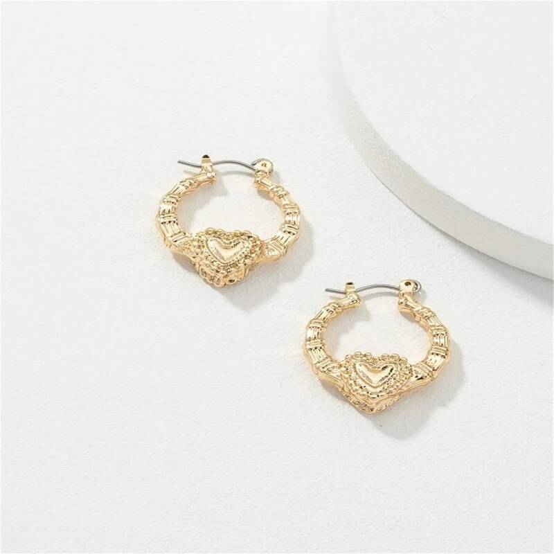 

Heart Hoop Earrings, Gold