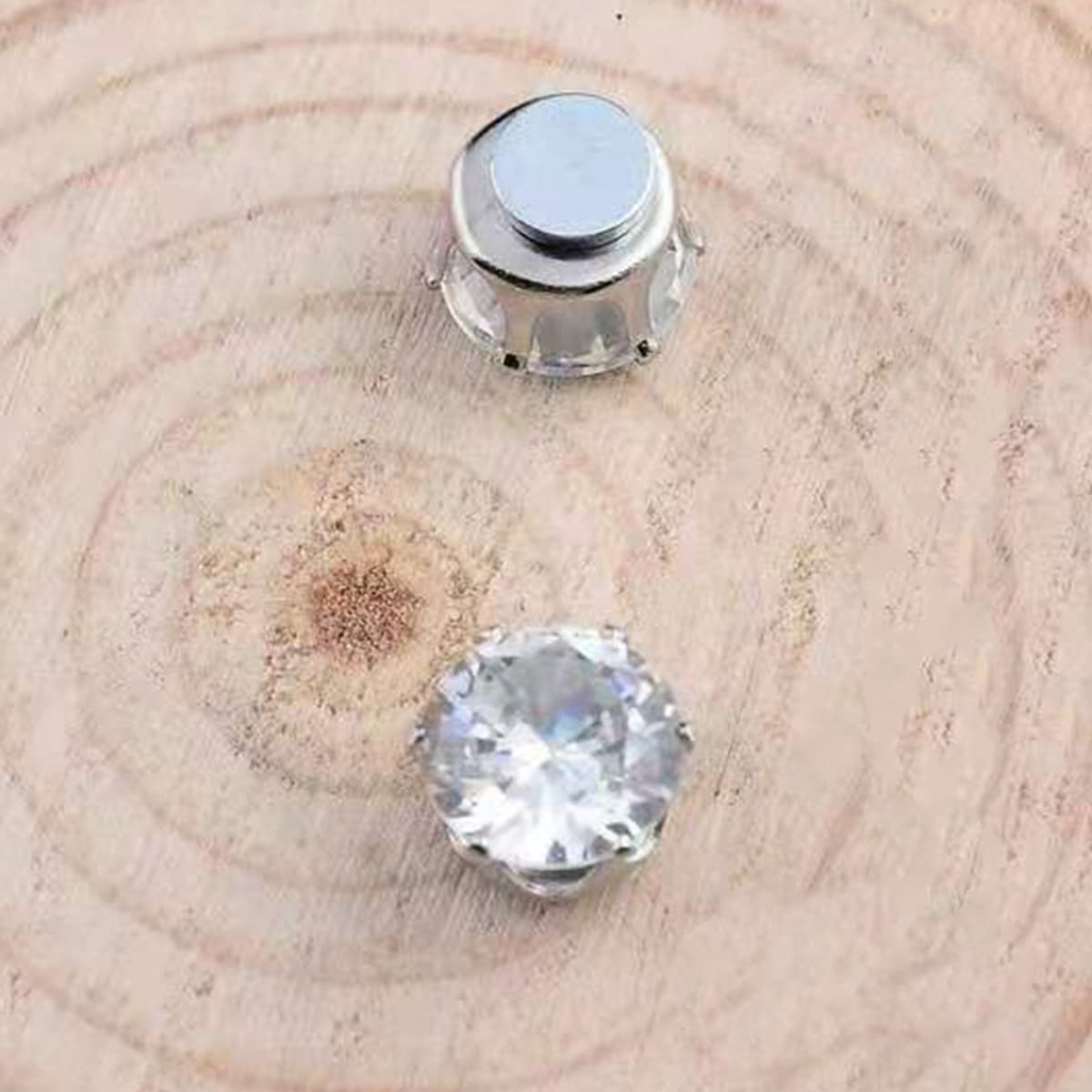 

Guys 1pair Rhinestone Stud Earrings, Silver