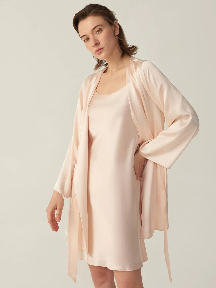 MOTF PREMIUM SILK BELTED GRADE 6A 22MM NIGHT ROBE - Baby Pink - View 1