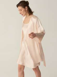MOTF PREMIUM SILK BELTED GRADE 6A 22MM NIGHT ROBE - Baby Pink - View 3