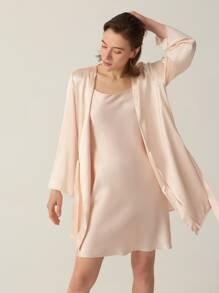 MOTF PREMIUM SILK BELTED GRADE 6A 22MM NIGHT ROBE - Baby Pink - View 4