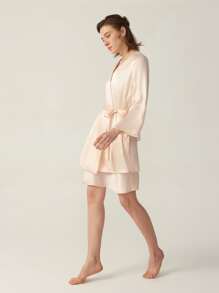 MOTF PREMIUM SILK BELTED GRADE 6A 22MM NIGHT ROBE - Baby Pink - View 6