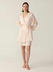 MOTF PREMIUM SILK BELTED GRADE 6A 22MM NIGHT ROBE - Baby Pink - View 10