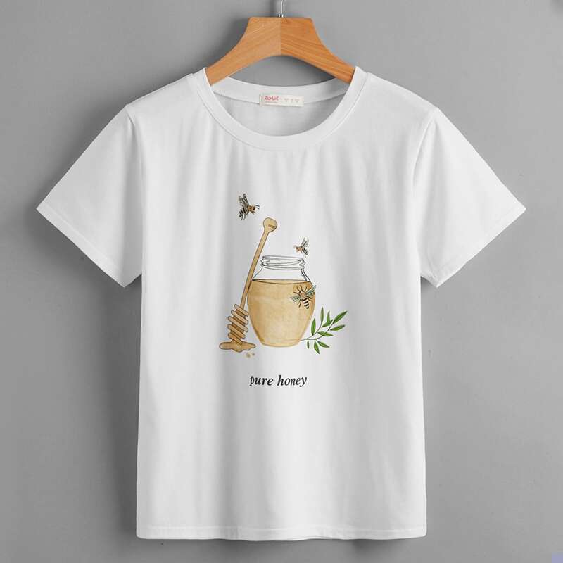 

Letter Honey Graphic Tee, White