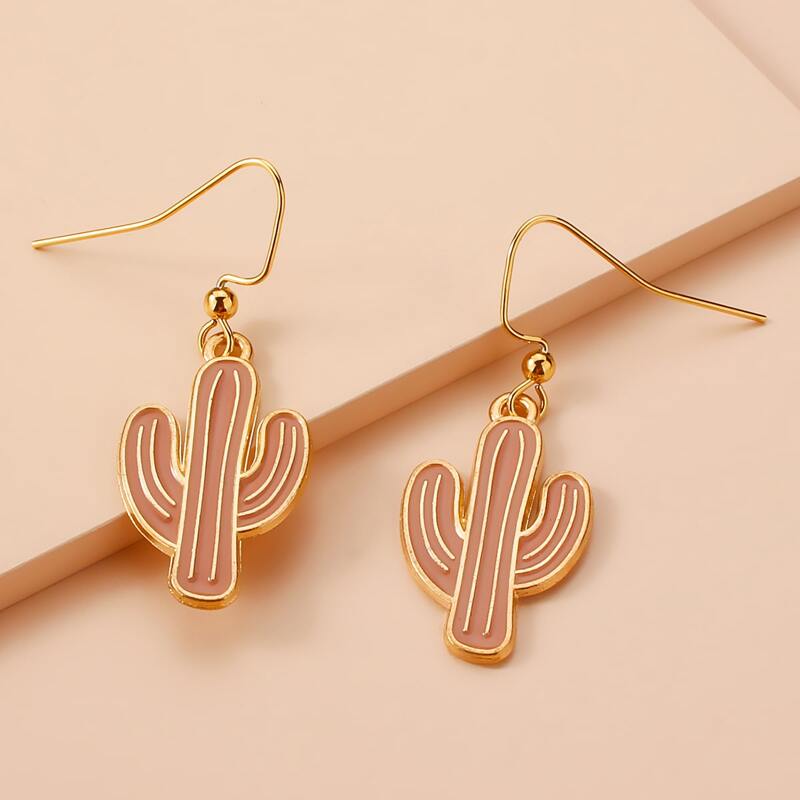 

Cactus Drop Earrings, Dusty pink