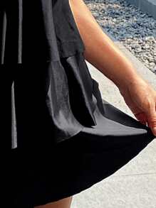 Tiered Layer Ruffle One Piece Swimsuit - Black - View 4