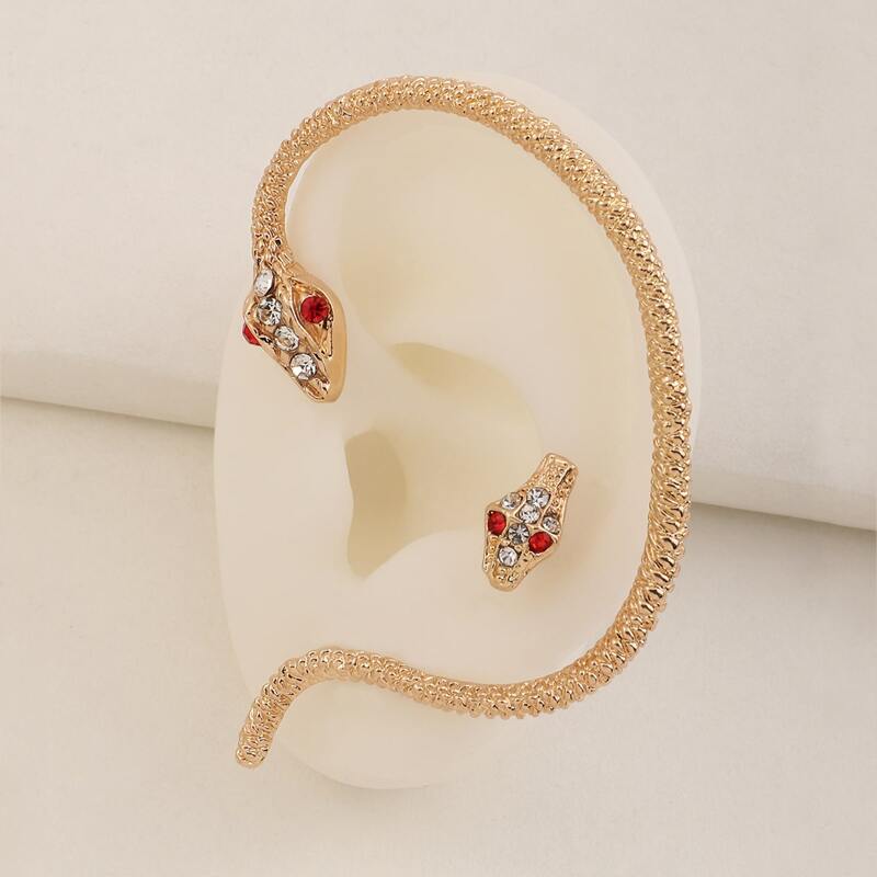 

2pcs Serpentine Decor Earrings, Gold