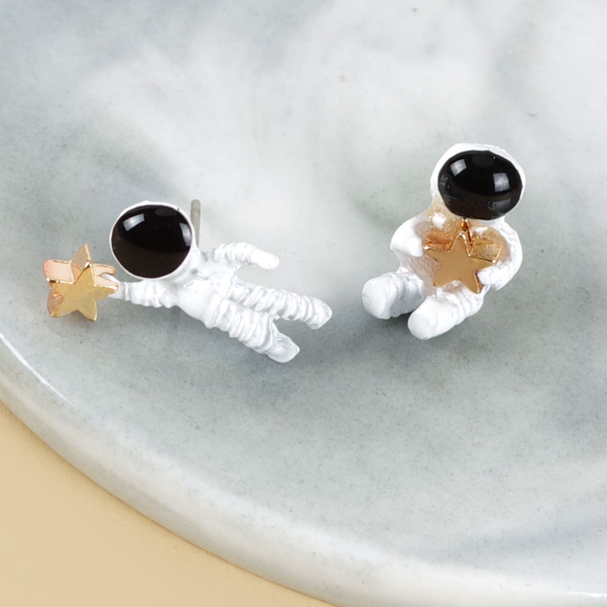 

Astronaut Stud Earrings, Black and white