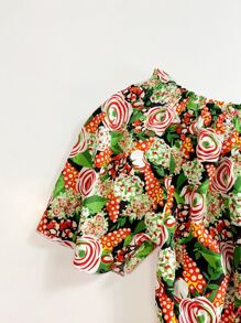 大碼滿版印花露肩襯衫 - 彩色 - 查看 3