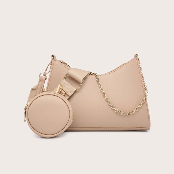 

Minimalist Baguette Bag With Coin Case, Apricot