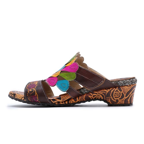 

Colorful Leather Mule Sandals, Multicolor