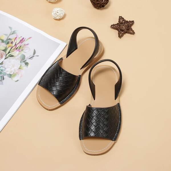 

Girls Braided Design Slingback Sandals, Black