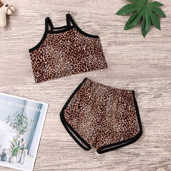 

Toddler Girls Leopard Binding Cami Top & Shorts, Multicolor