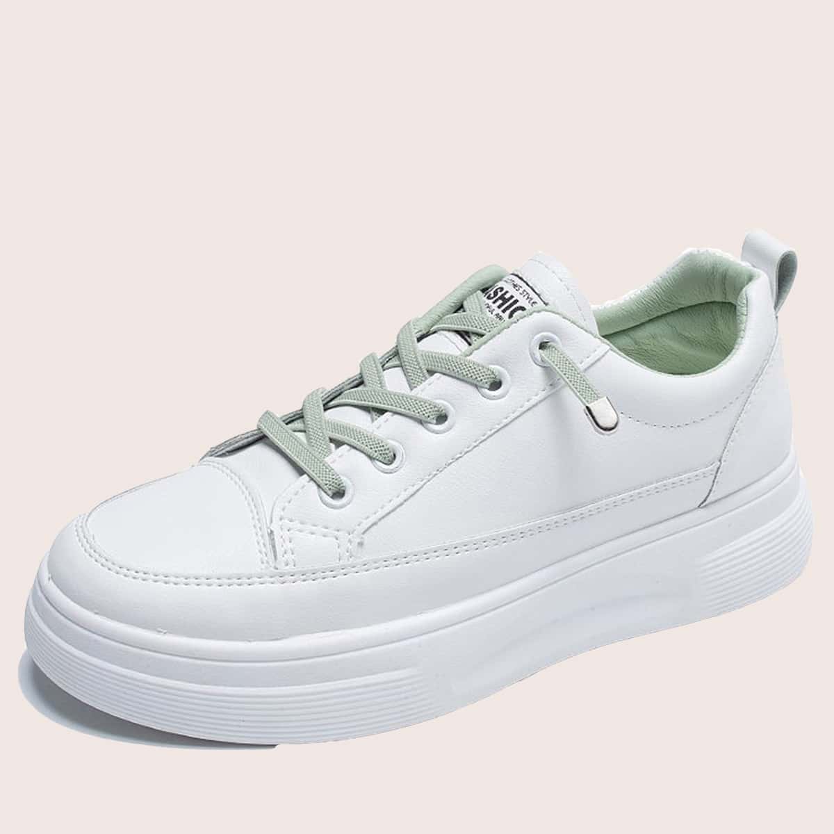

Solid Lace-up Skate Shoes, White