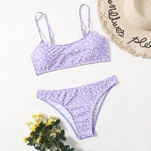 

Бикини с цветочным принтом, Пурпурный