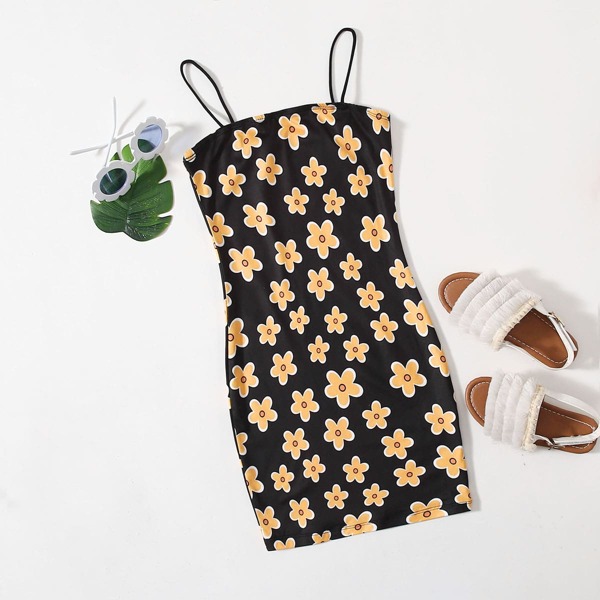 

Girls Floral Print Slip Dress, Multicolor