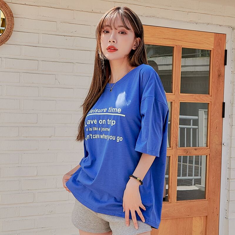 

Slogan Graphic Drop Shoulder Tee, Blue