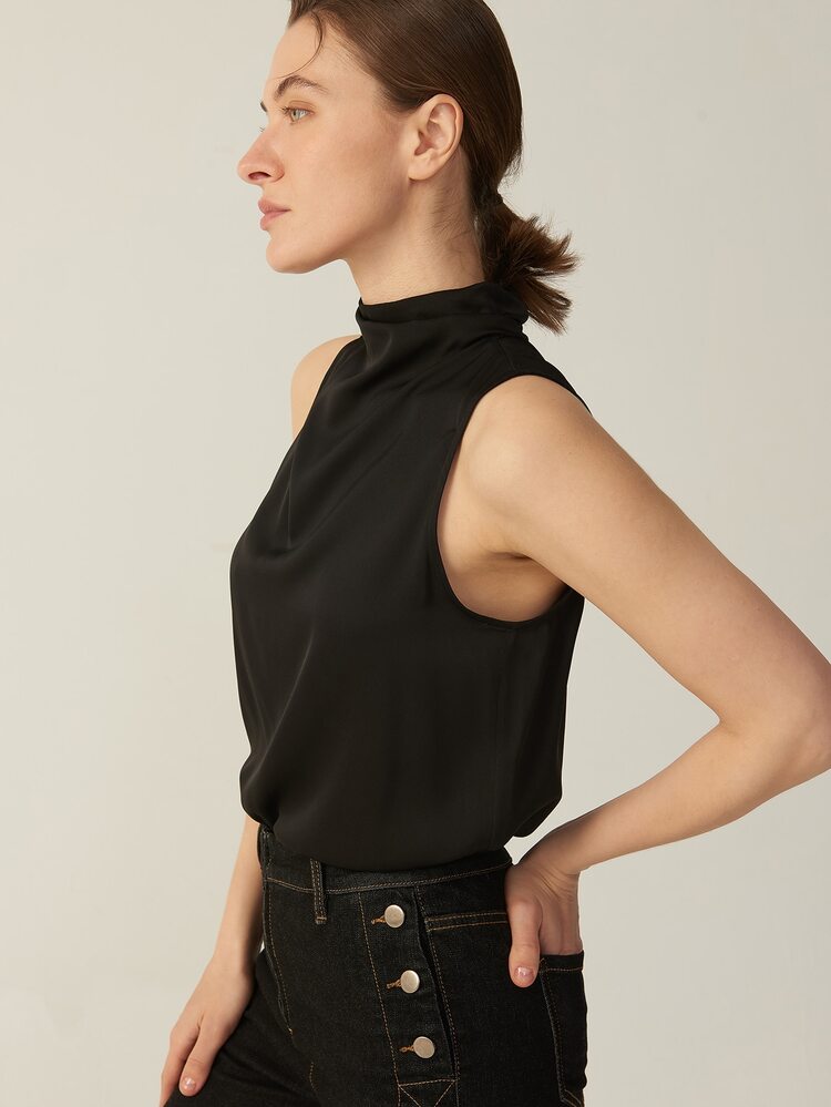 PREMIUM SILK GRADE 6A 19MM STRETCHABLE TOP - Black - View 5