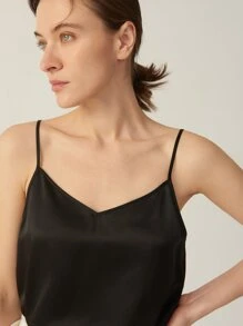 MOTF PREMIUM 100% MULBERRY SILK GRADE 6A 19MM CAMI TOP - Black - View 3