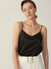 MOTF PREMIUM 100% MULBERRY SILK GRADE 6A 19MM CAMI TOP - Black - View 4