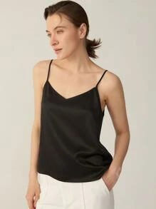 MOTF PREMIUM 100% MULBERRY SILK GRADE 6A 19MM CAMI TOP - Black - View 5