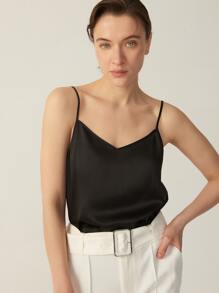 MOTF PREMIUM 100% MULBERRY SILK GRADE 6A 19MM CAMI TOP - Black - View 6