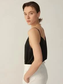 MOTF PREMIUM 100% MULBERRY SILK GRADE 6A 19MM CAMI TOP - Black - View 7