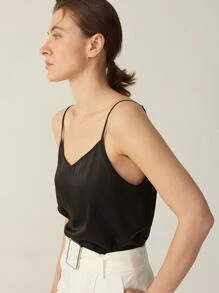 MOTF PREMIUM 100% MULBERRY SILK GRADE 6A 19MM CAMI TOP - Black - View 10