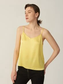 MOTF PREMIUM 100%  MULBERRY SILK GRADE 6A 19MM CAMI TOP - Yellow - View 1