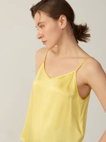 MOTF PREMIUM 100%  MULBERRY SILK GRADE 6A 19MM CAMI TOP - Yellow - View 3