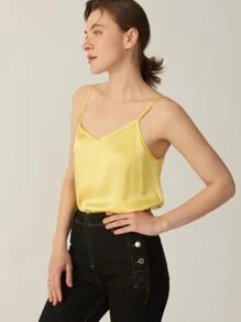 MOTF PREMIUM 100%  MULBERRY SILK GRADE 6A 19MM CAMI TOP - Yellow - View 7