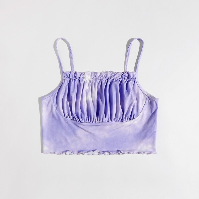 

Tie Dye Ruched Bust Crop Cami, Lilac purple
