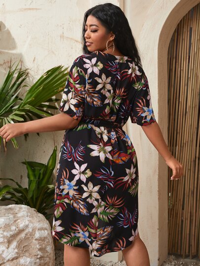 Sheego Robe Blouses Robe Taille 40 à 46 Argile Noir Lin Part grande taille 280