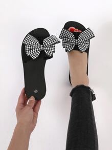 Chanclas con lazo de pata de gallo - Blanco y Negro - Ver 2