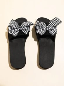 Chanclas con lazo de pata de gallo - Blanco y Negro - Ver 5