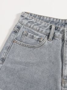 SHEIN Shorts en mezclilla bajo de doblez - Lavado ligero - Ver 3