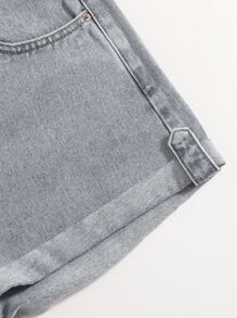 SHEIN Shorts en mezclilla bajo de doblez - Lavado ligero - Ver 5