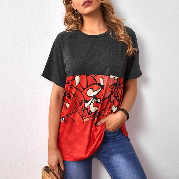 

Colorblock Raglan Sleeve Tee, Multicolor