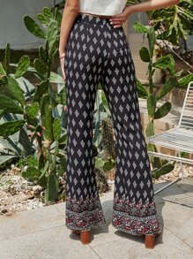 Pantalones con estampado amplio - Negro - Ver 2