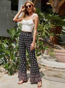 Pantalones con estampado amplio - Negro - Ver 3