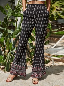 Pantalones con estampado amplio - Negro - Ver 4