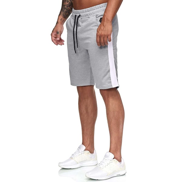 

Men Contrast Sideseam Drawstring Athletic Shorts, Grey