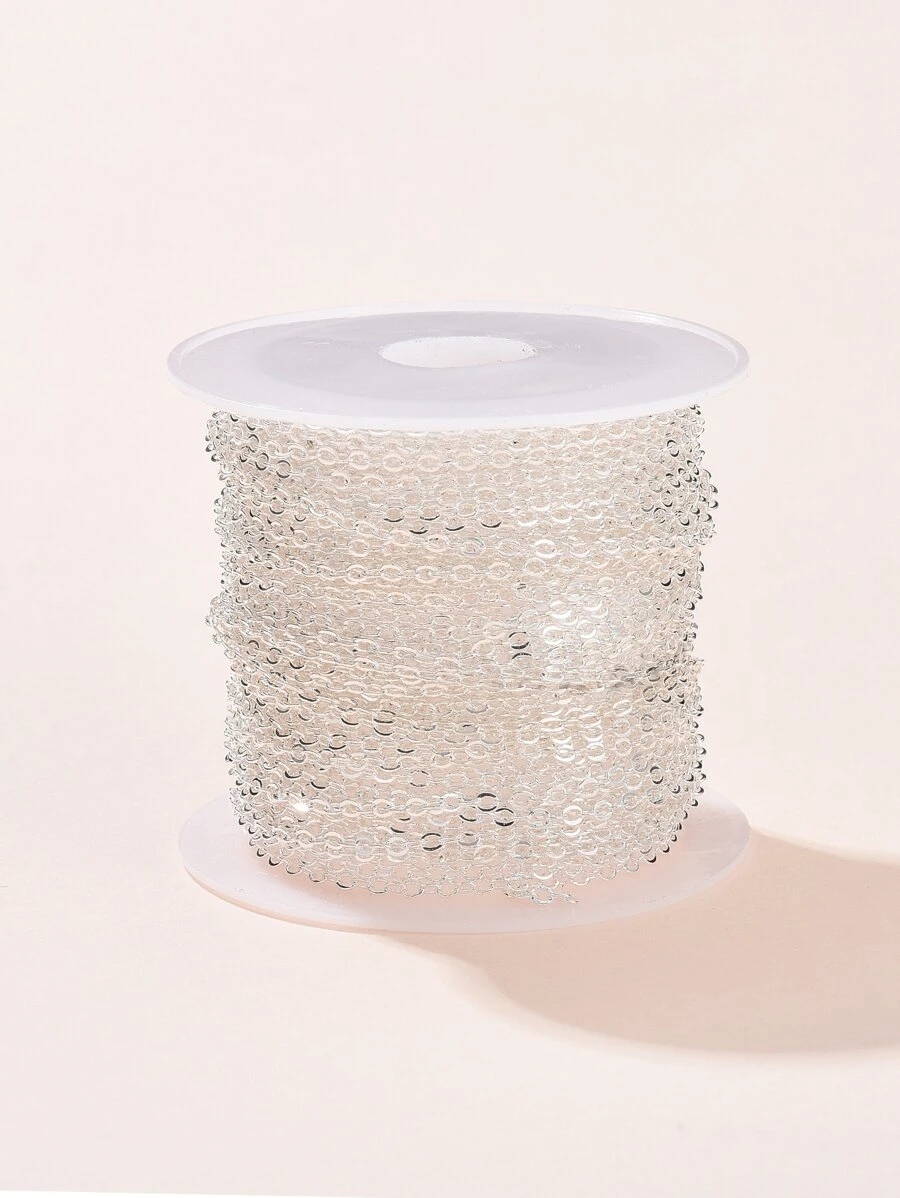 Chuỗi cáp đồng thau 1 cuộn được hàn với chuỗi đồng hình bầu dục phẳng ống chỉ - Bạc - Xem 1