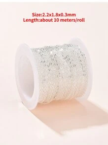 Chuỗi cáp đồng thau 1 cuộn được hàn với chuỗi đồng hình bầu dục phẳng ống chỉ - Bạc - Xem 3