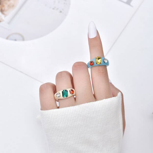 

2pcs Resin Ring, Multicolor