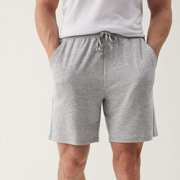 

Men Solid Drawstring Track Shorts, Light grey