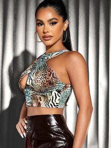 SHEIN SXY Áo hai dây Cắt ra Thú vật Gợi cảm - Nhiều màu - Xem 4