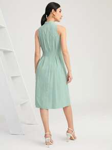 BizChic Đầm Dây kéo màu trơn Thanh lịch - Màu xanh Bạc hà - Xem 2