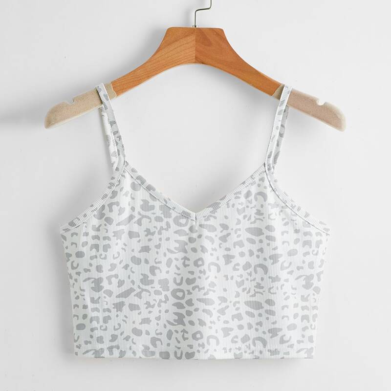 

Leopard Crop Cami, Light grey