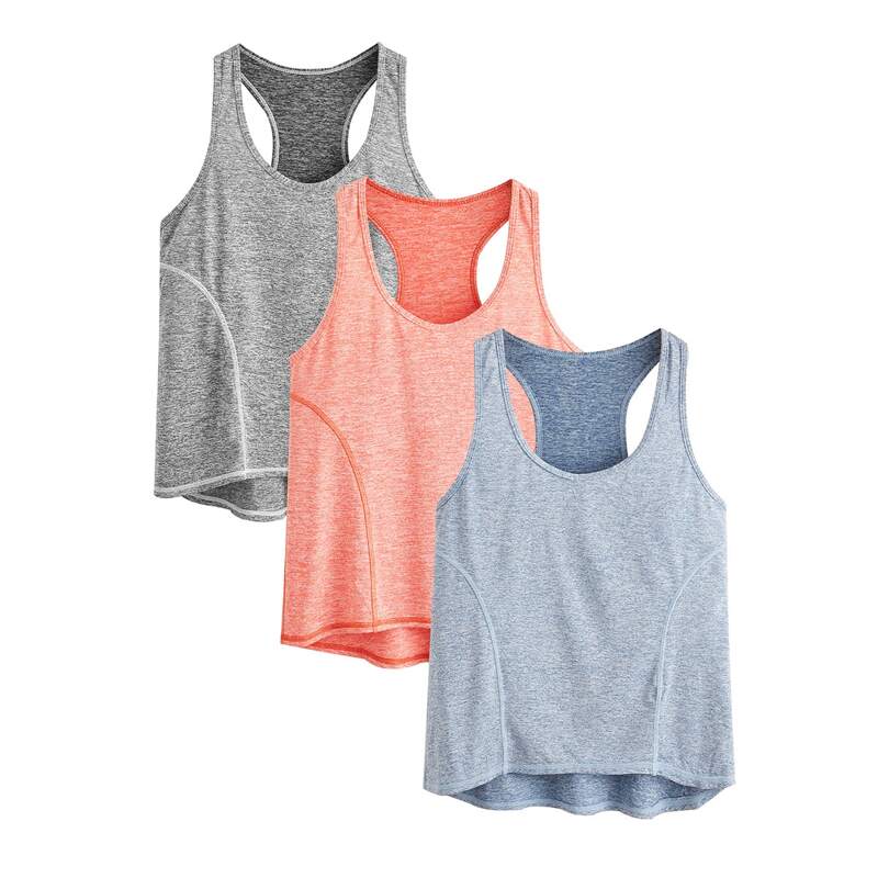 

3pcs Racer Back Sports Tank Top, Multicolor